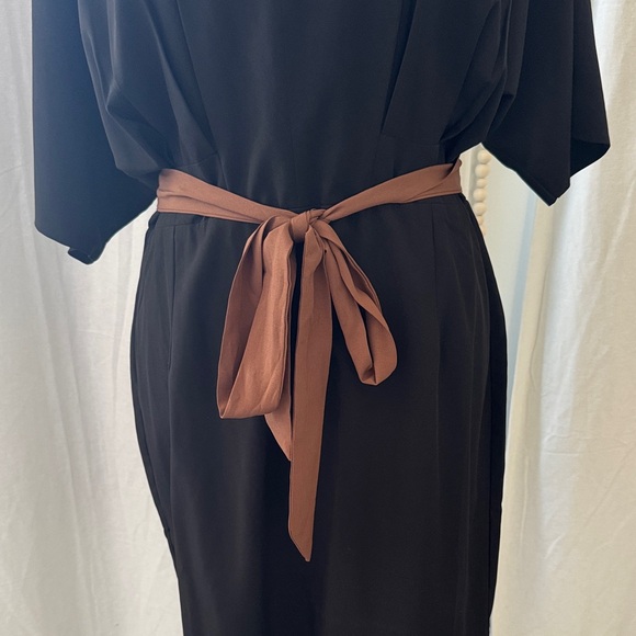 Ark & Co. Elegant Black Dress with Brown Belt - Picture 2 of 9